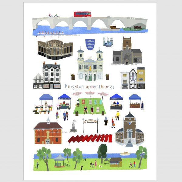 Kingston Upon Thames Fine Art Print Lisa Tolley Artist and Illustrator