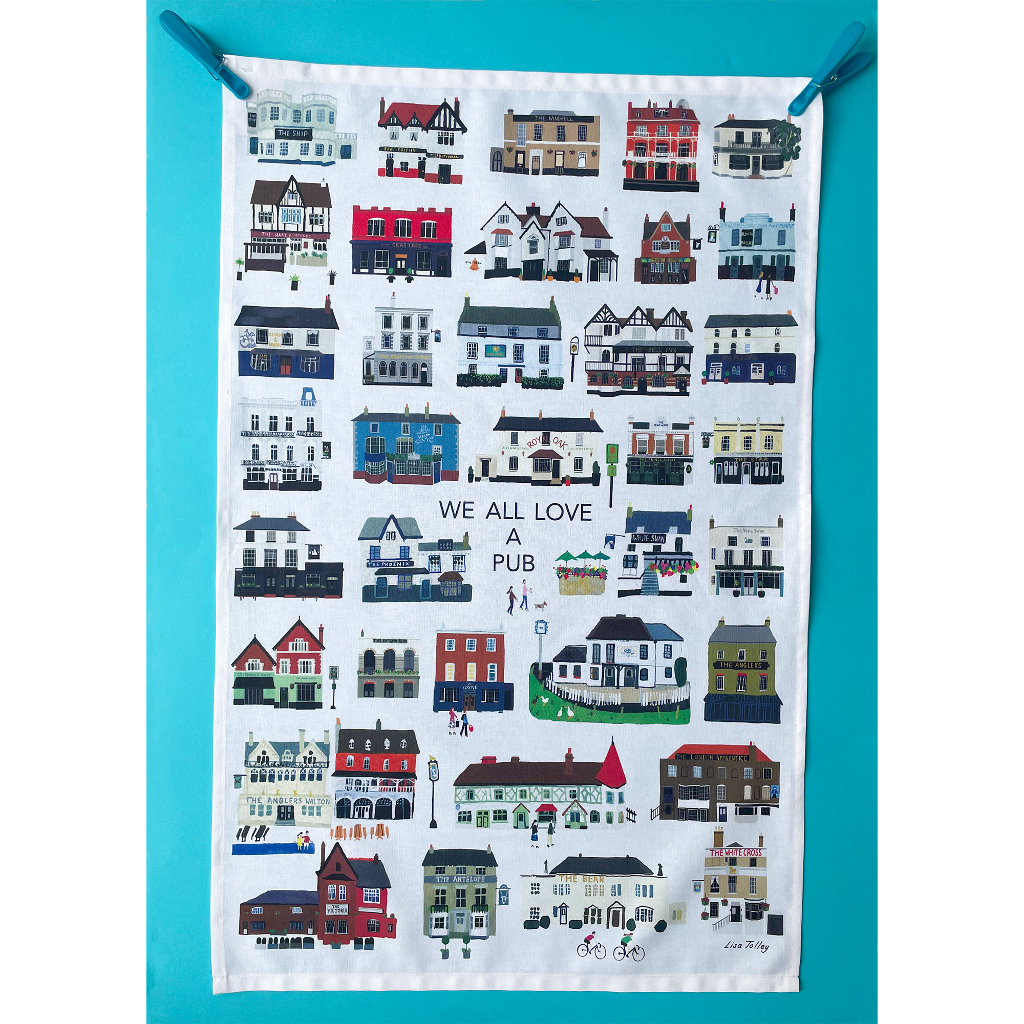We all Love a Pub Illustrated Tea Towel - Image 2